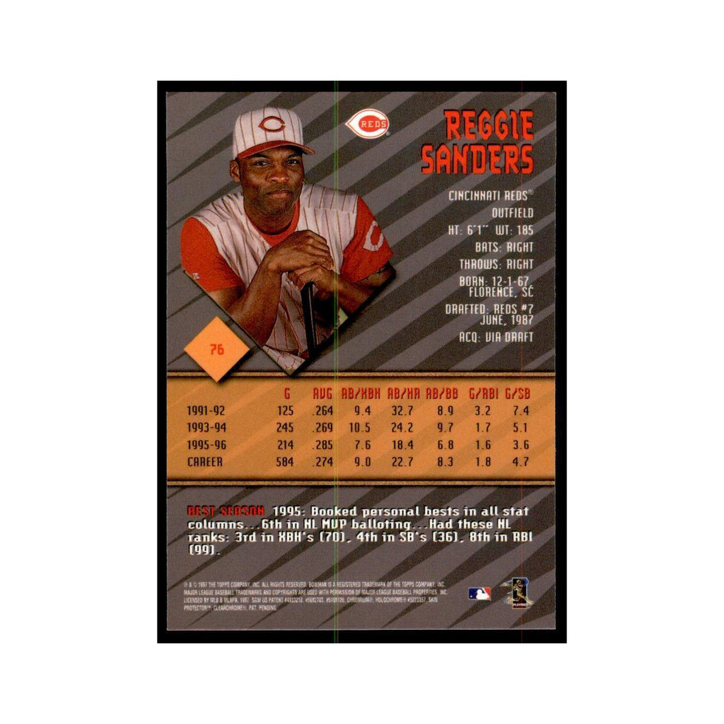 1997 Bowman Best Reggie Sanders Baseball Cards #76