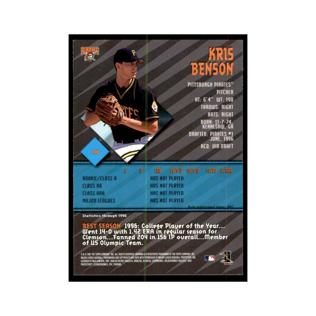 1997 Bowman Best Kris Benson Baseball Cards #116