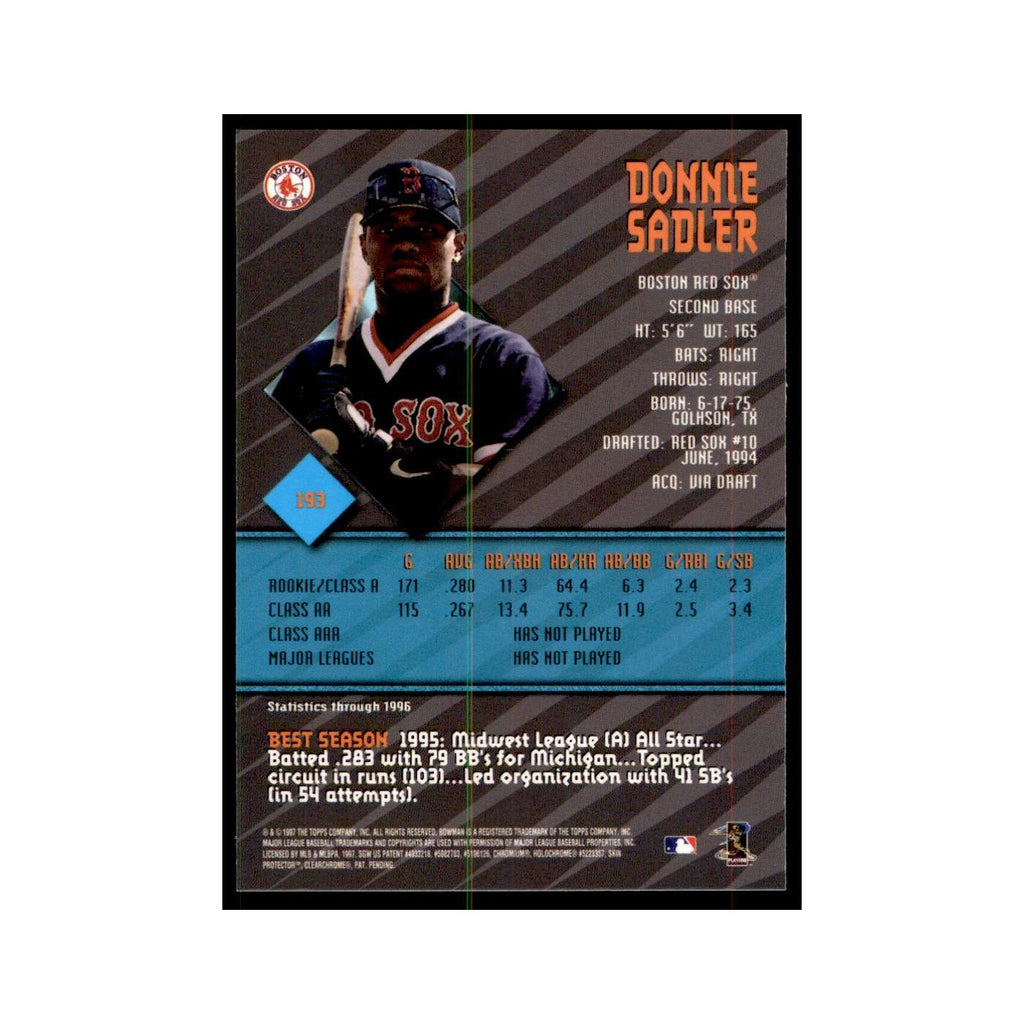 1997 Bowman Best Donnie Sadler Baseball Cards #193