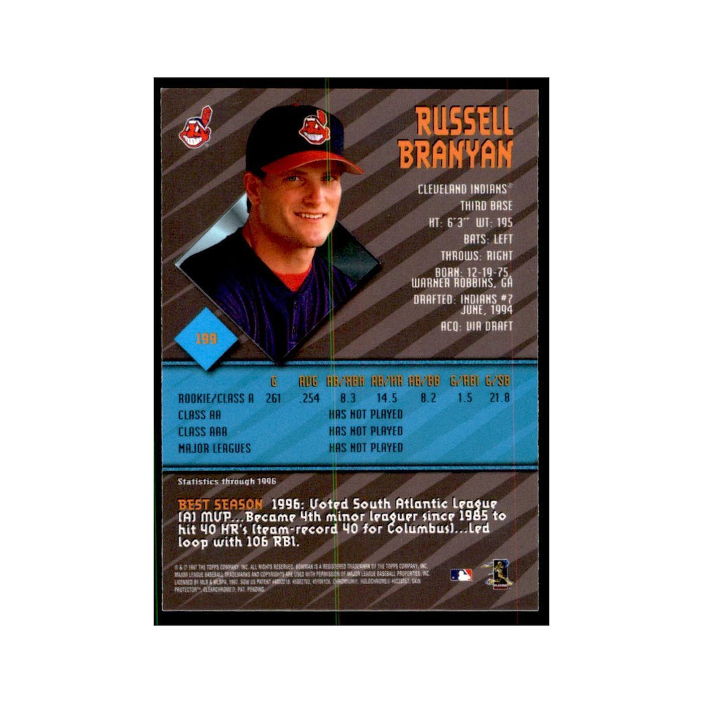 1997 Bowman Best russell Branyan Baseball Cards #199