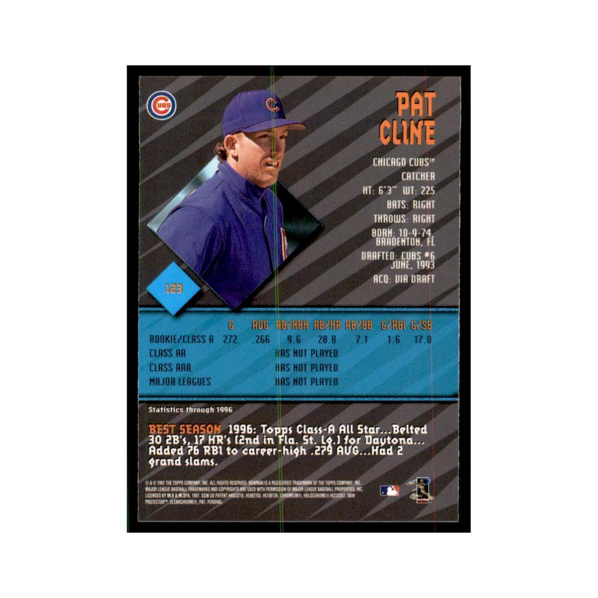 1997 Bowman Best Pat Cline Baseball Cards #123