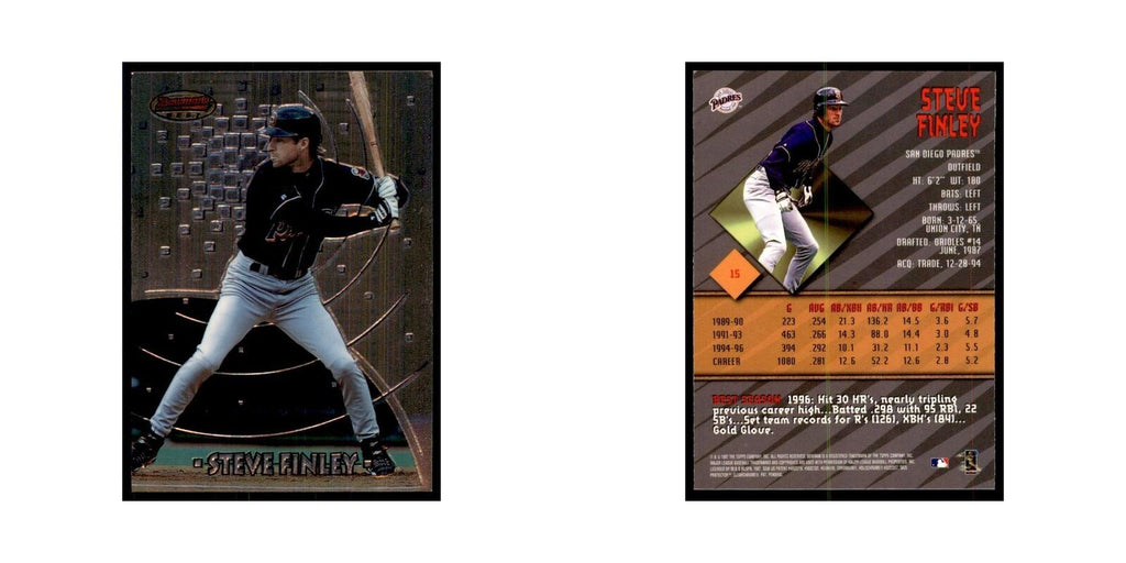 1997 Bowman Best Steve Finley Baseball Cards #15
