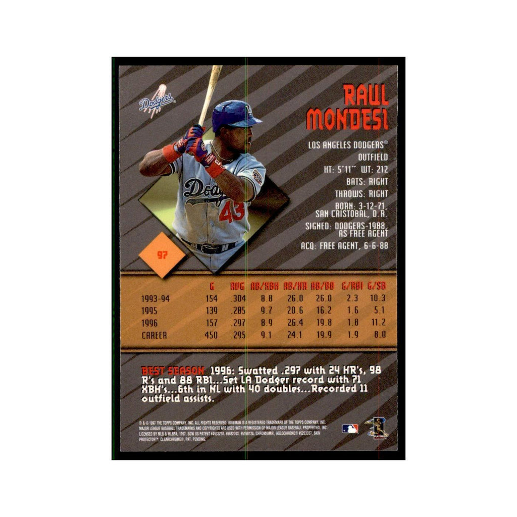 1997 Bowman Best Raul Mondesi Baseball Cards #97