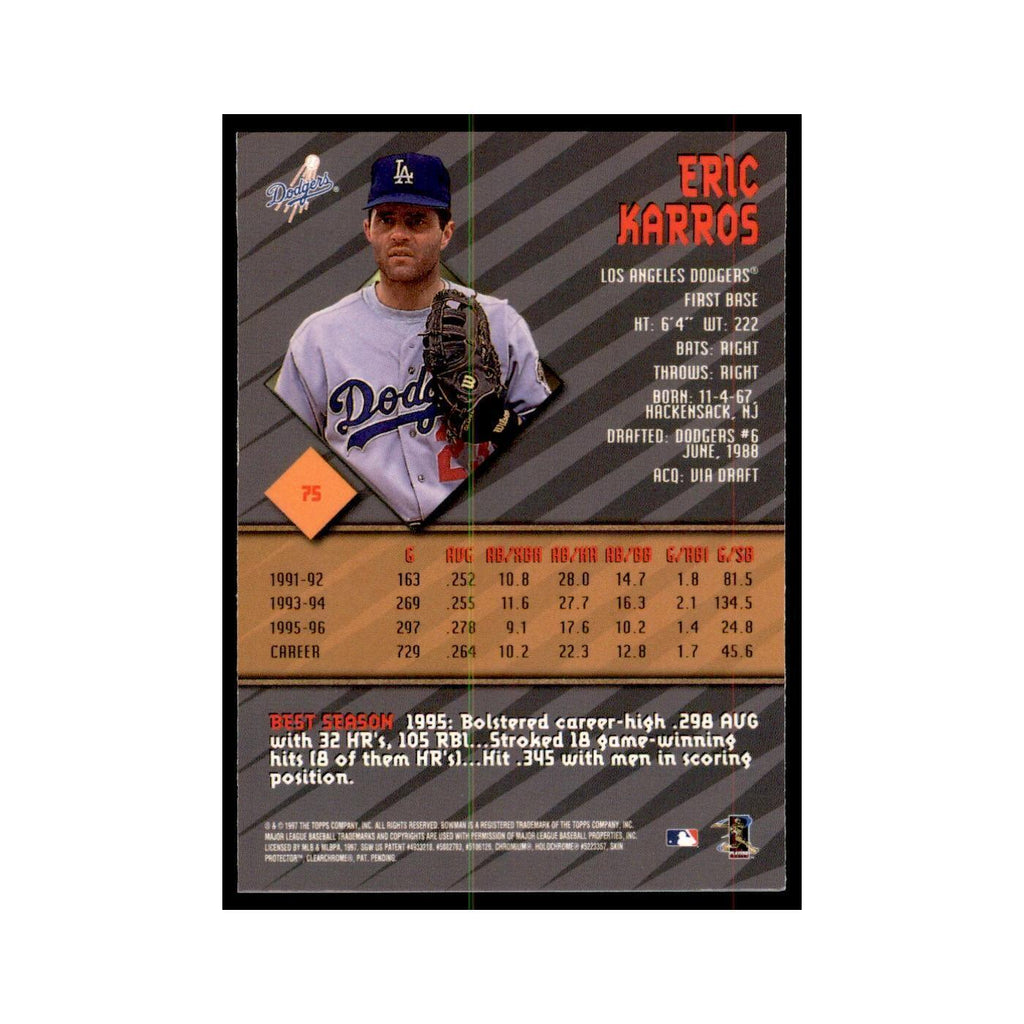 1997 Bowman Best Eric Karros Baseball Cards #75