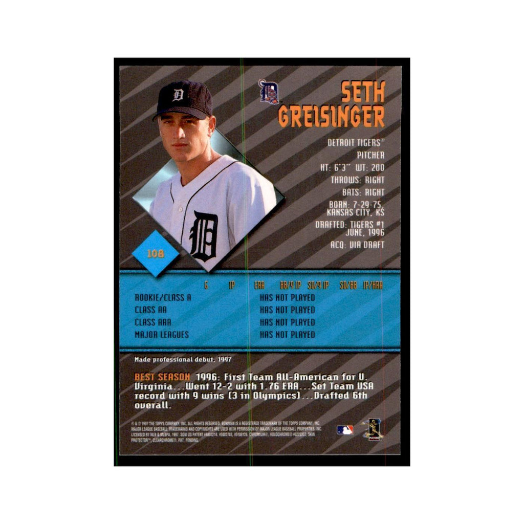 1997 Bowman Best Seth Greisinger Baseball Cards #108