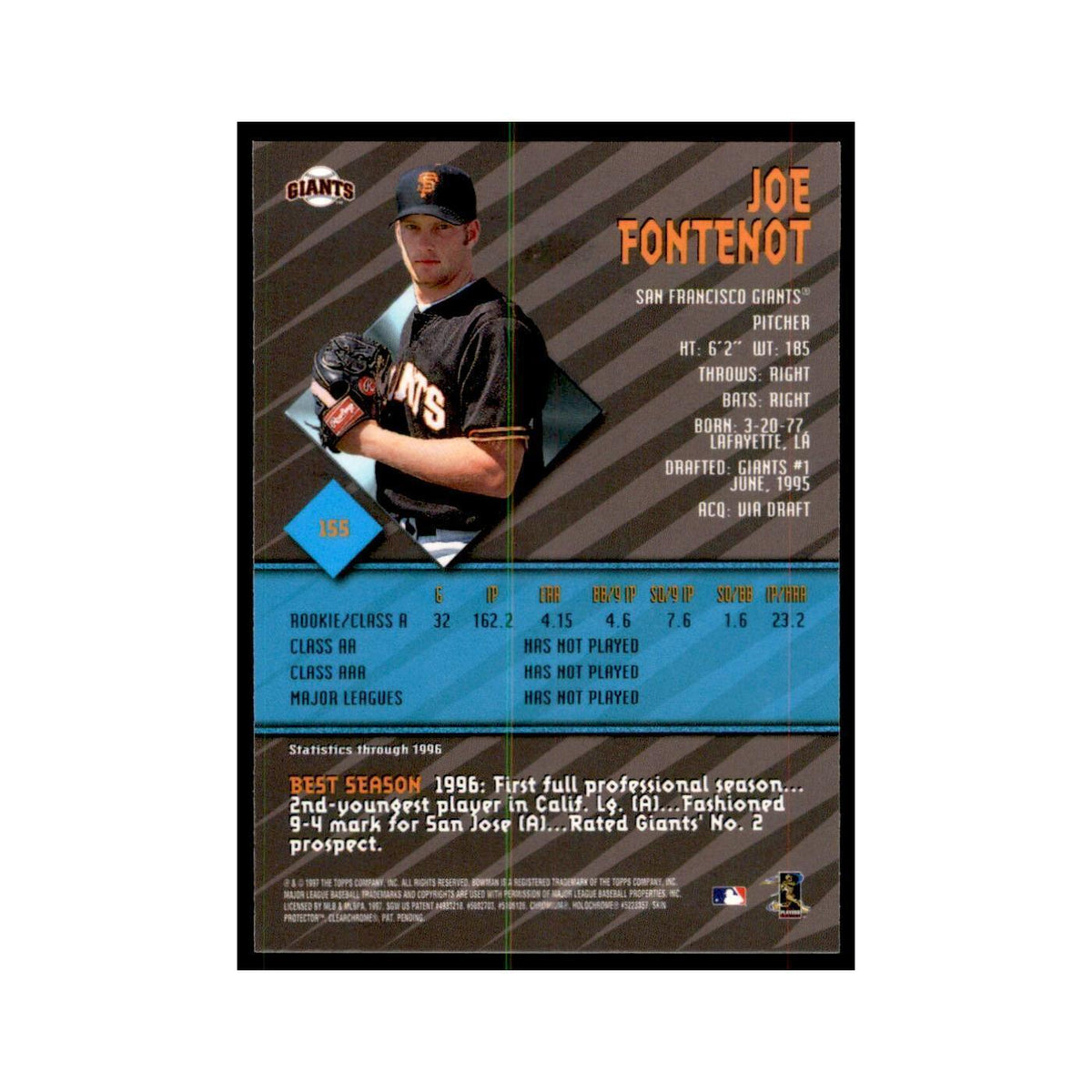 1997 Bowman Best Joe Fontenot Baseball Cards #155