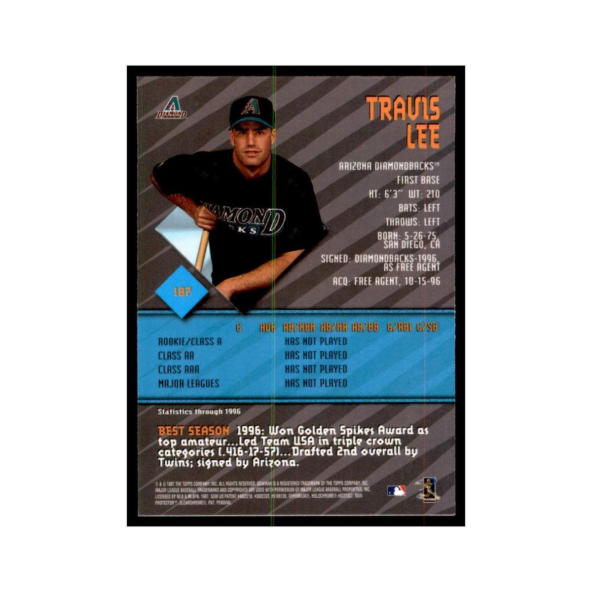 1997 Bowman Best Travis Lee Baseball Cards #187