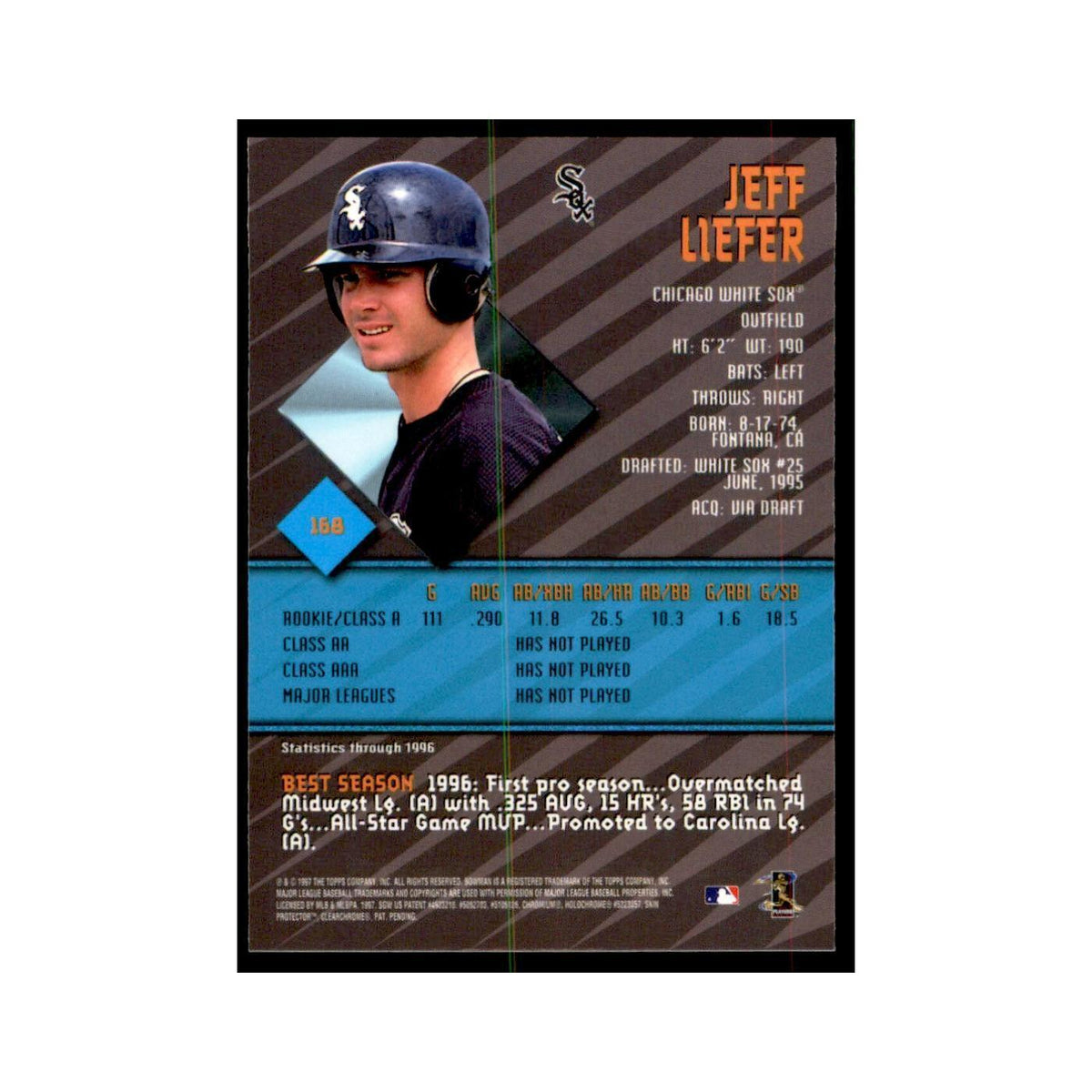 1997 Bowman Best Jeff Liefer Baseball Cards #168