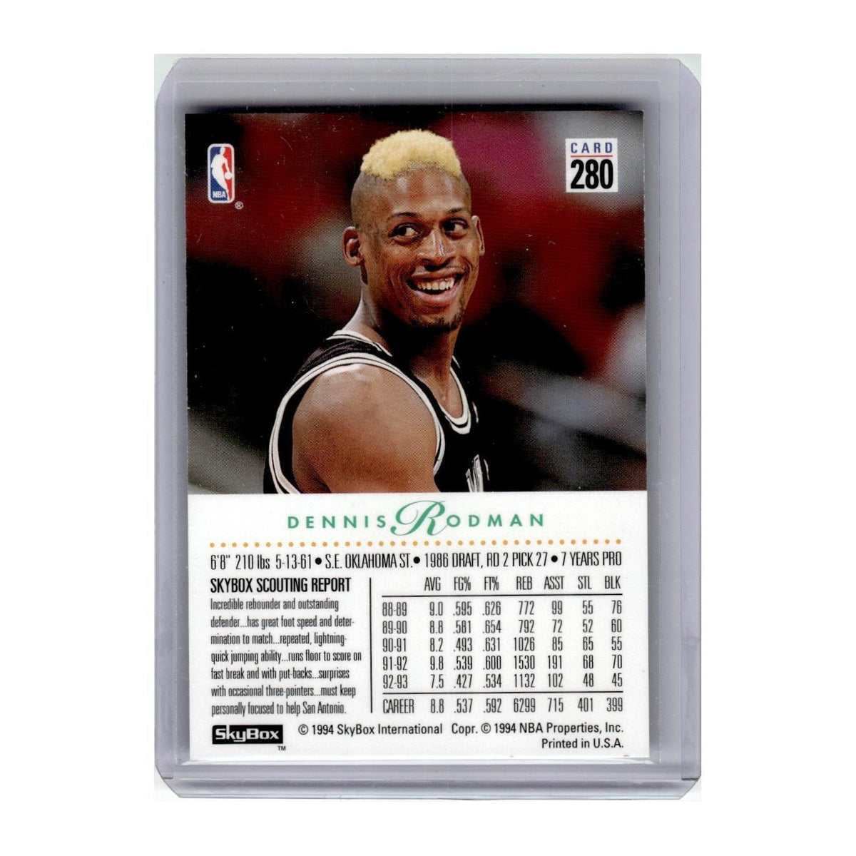 1993 SkyBox Dennis Rodman Spurs #280