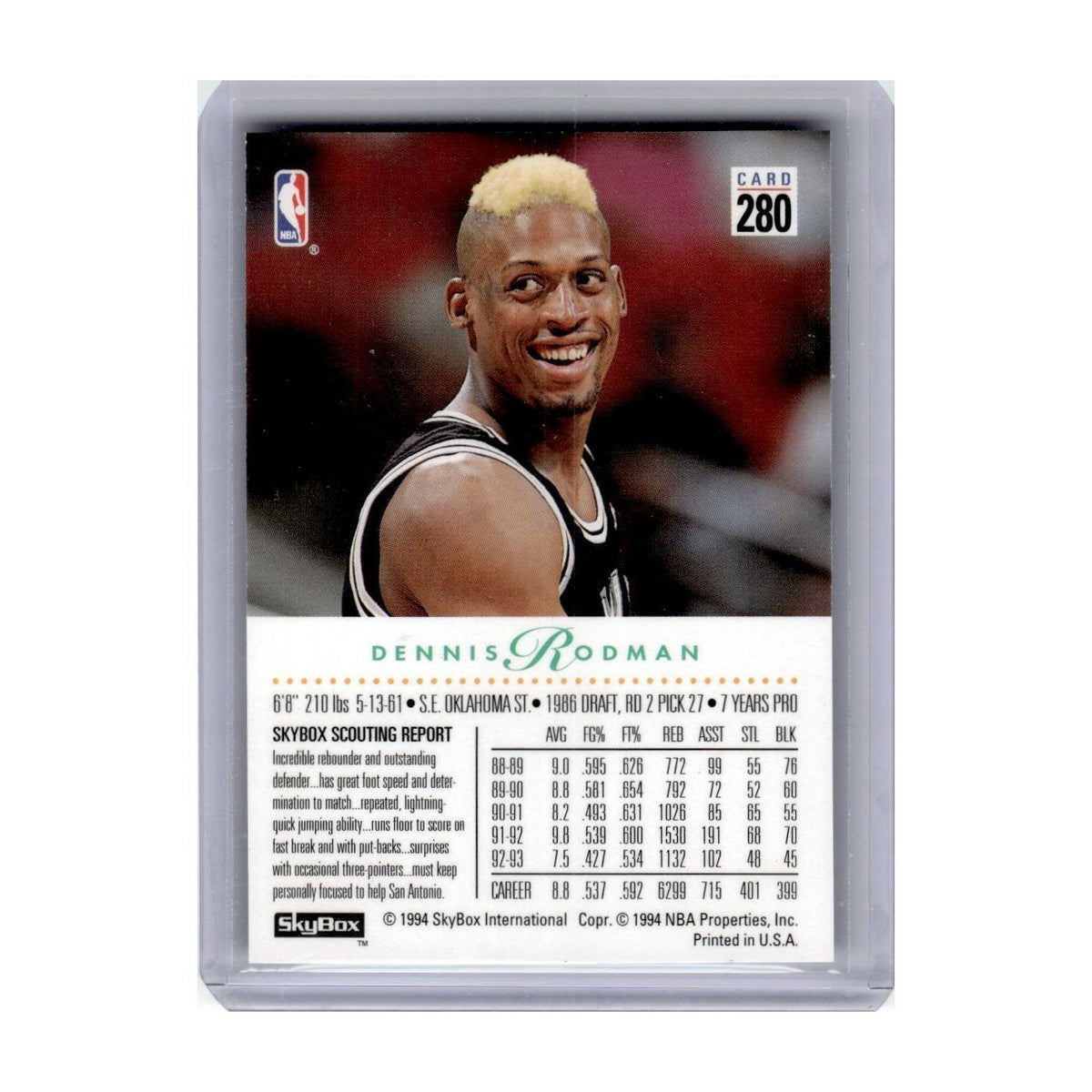 1993 SkyBox Dennis Rodman Spurs #280