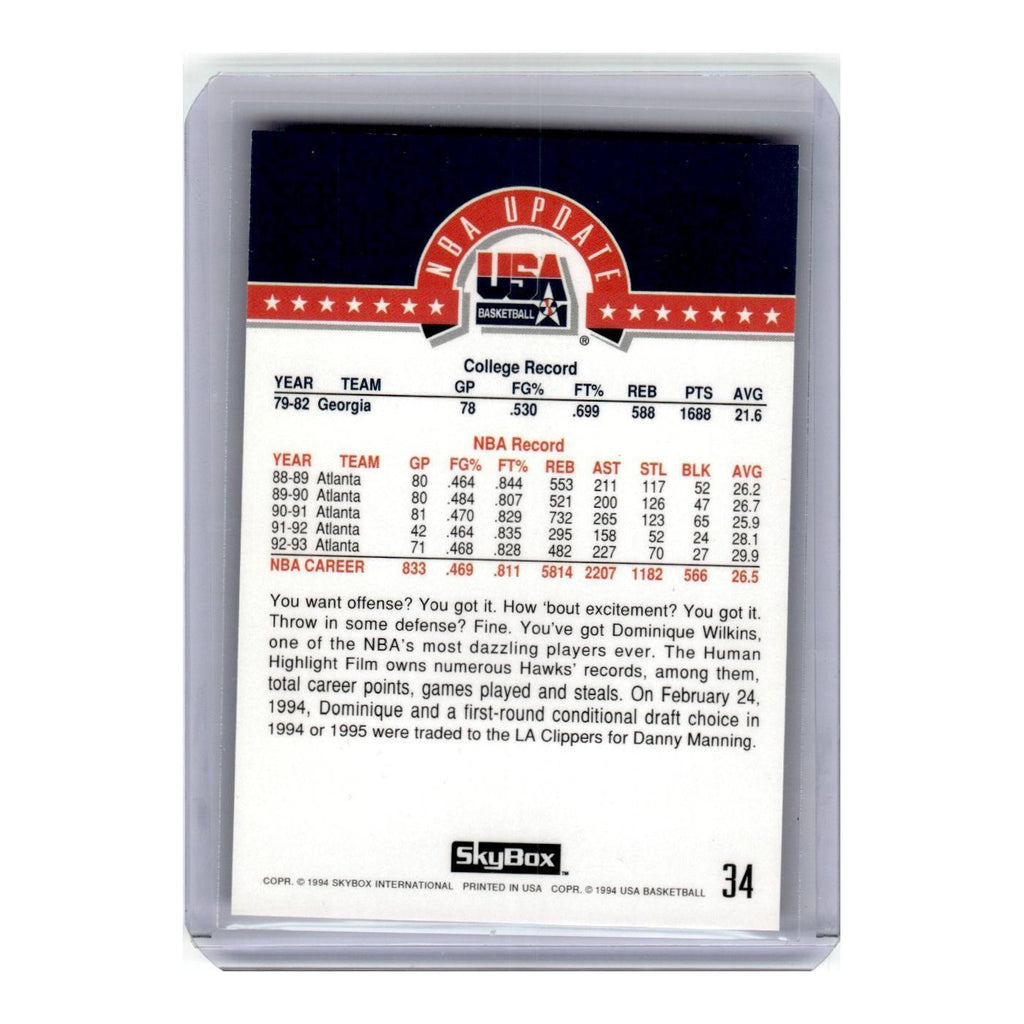 1993 SkyBox Dominique Wilkins Hawks #34