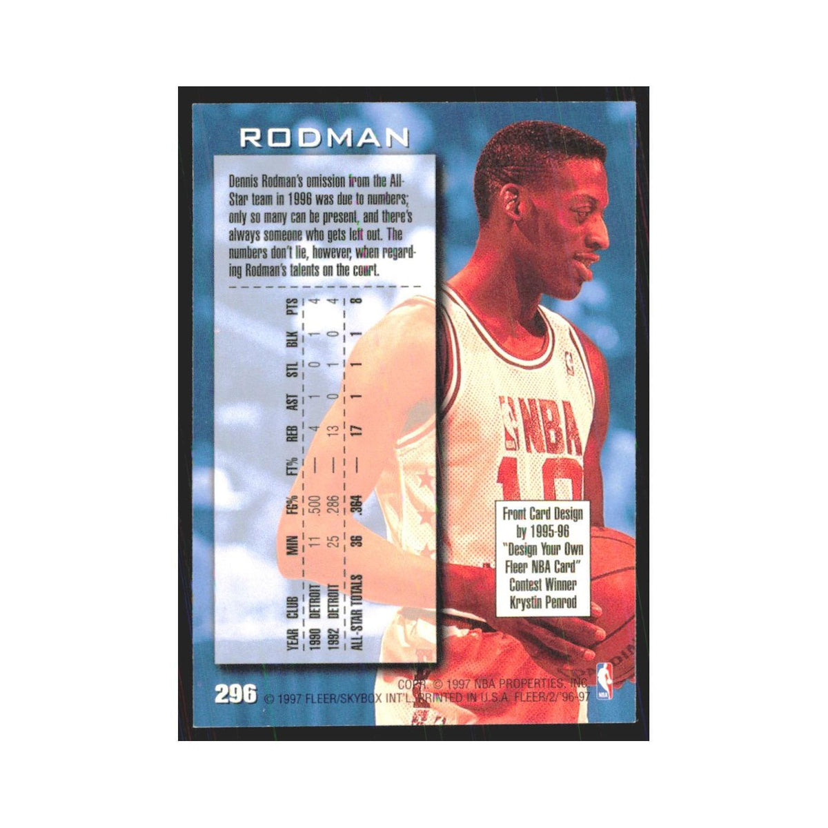 1996 Fleer Dennis Rodman Bulls #296