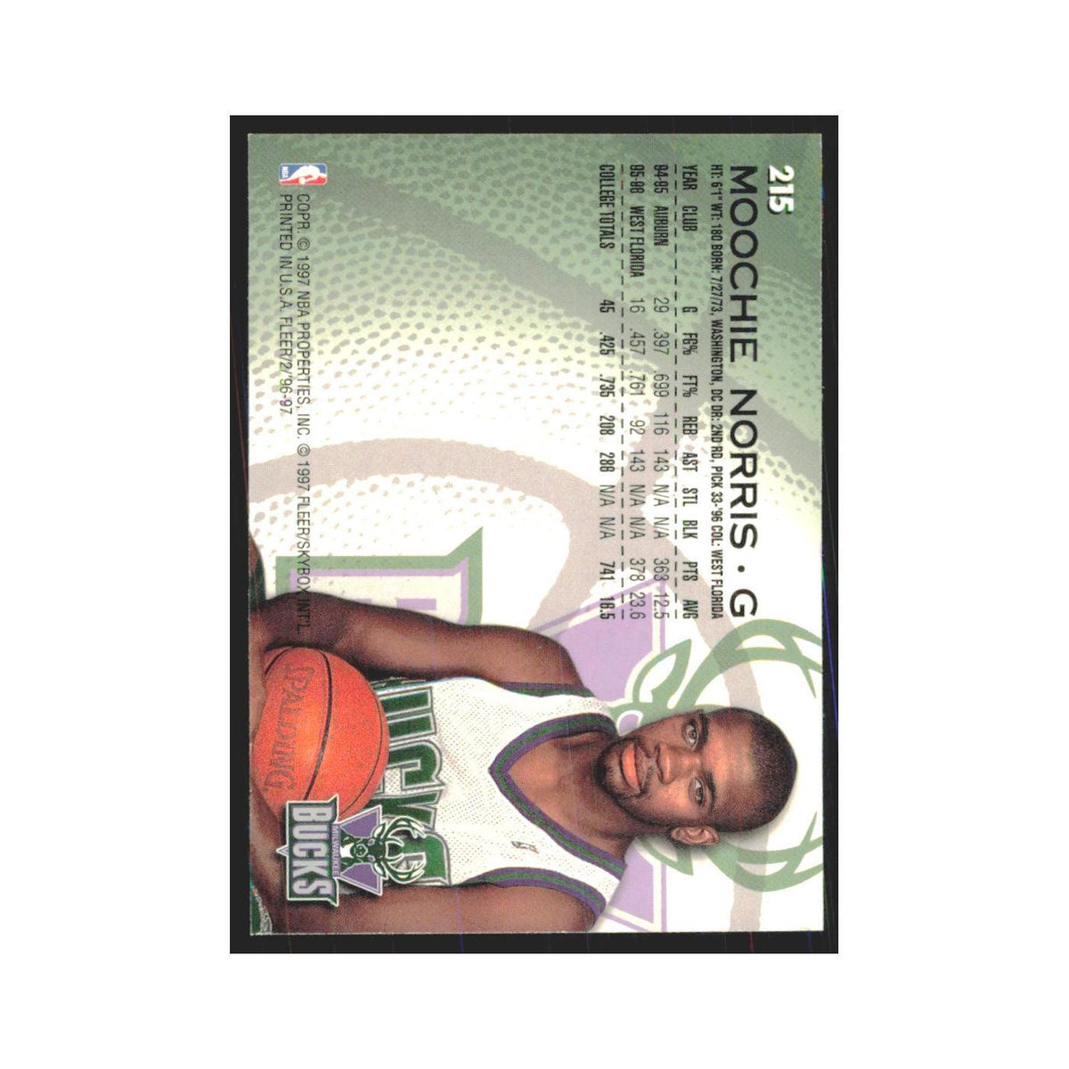 1996 Fleer Moochie Norris RC Bucks #215