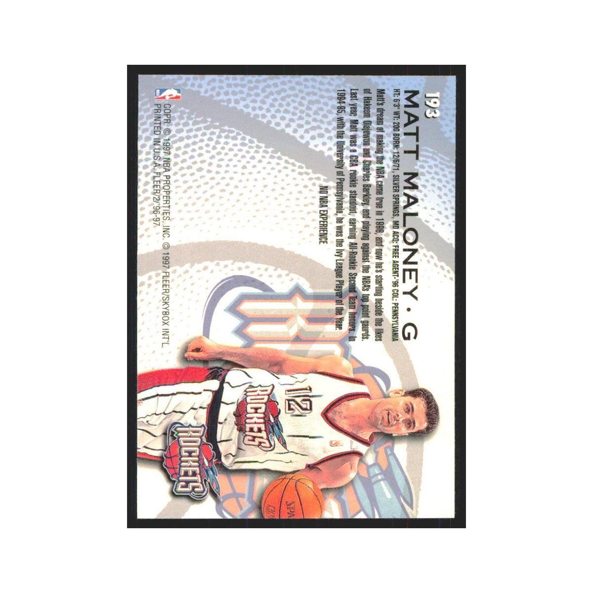 1996 Fleer Matt Maloney RC Rockets #193