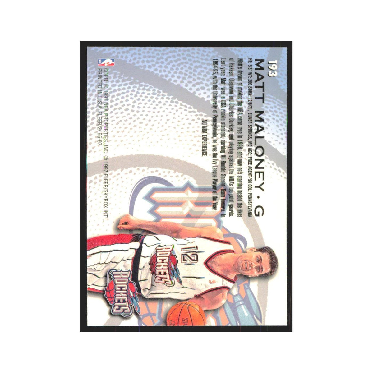 1996 Fleer Matt Maloney Rockets #193