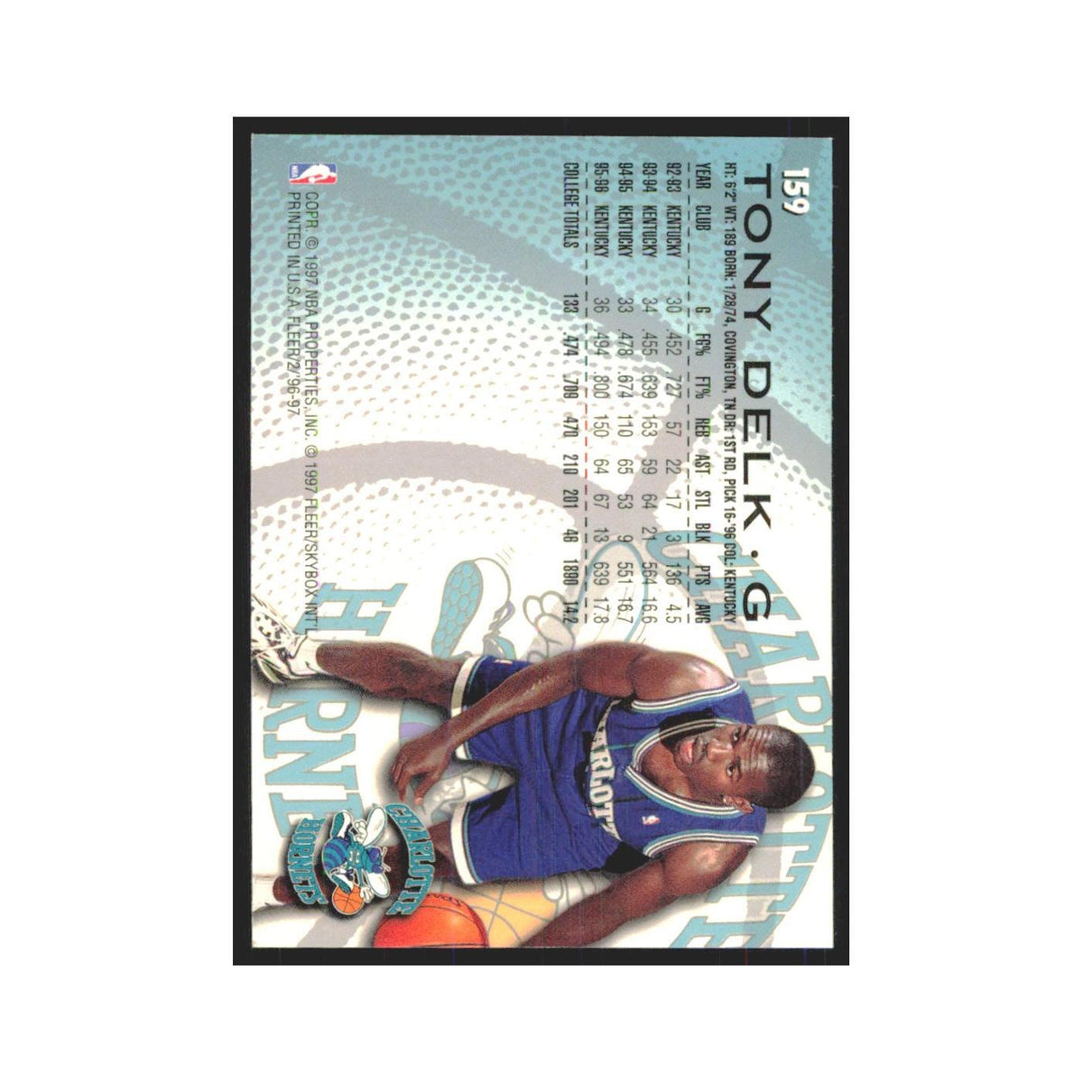 1996 Fleer Tony Delk RC Hornets #159