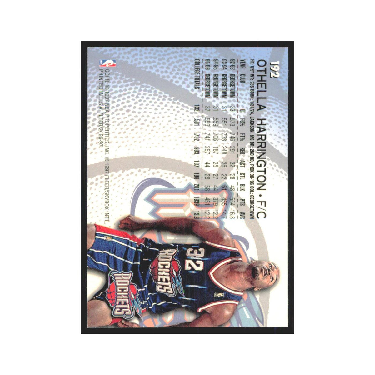 1996 Fleer Othella Harrington RC Rockets #192