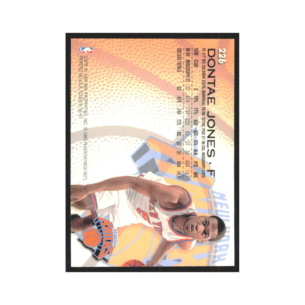 1996 Fleer Dontae' Jones RC Knicks #226