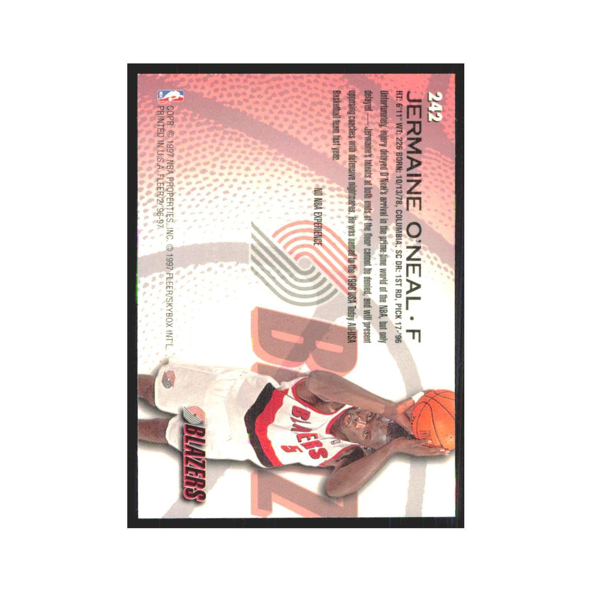 1996 Fleer Jermaine O'Neal RC Blazers #242