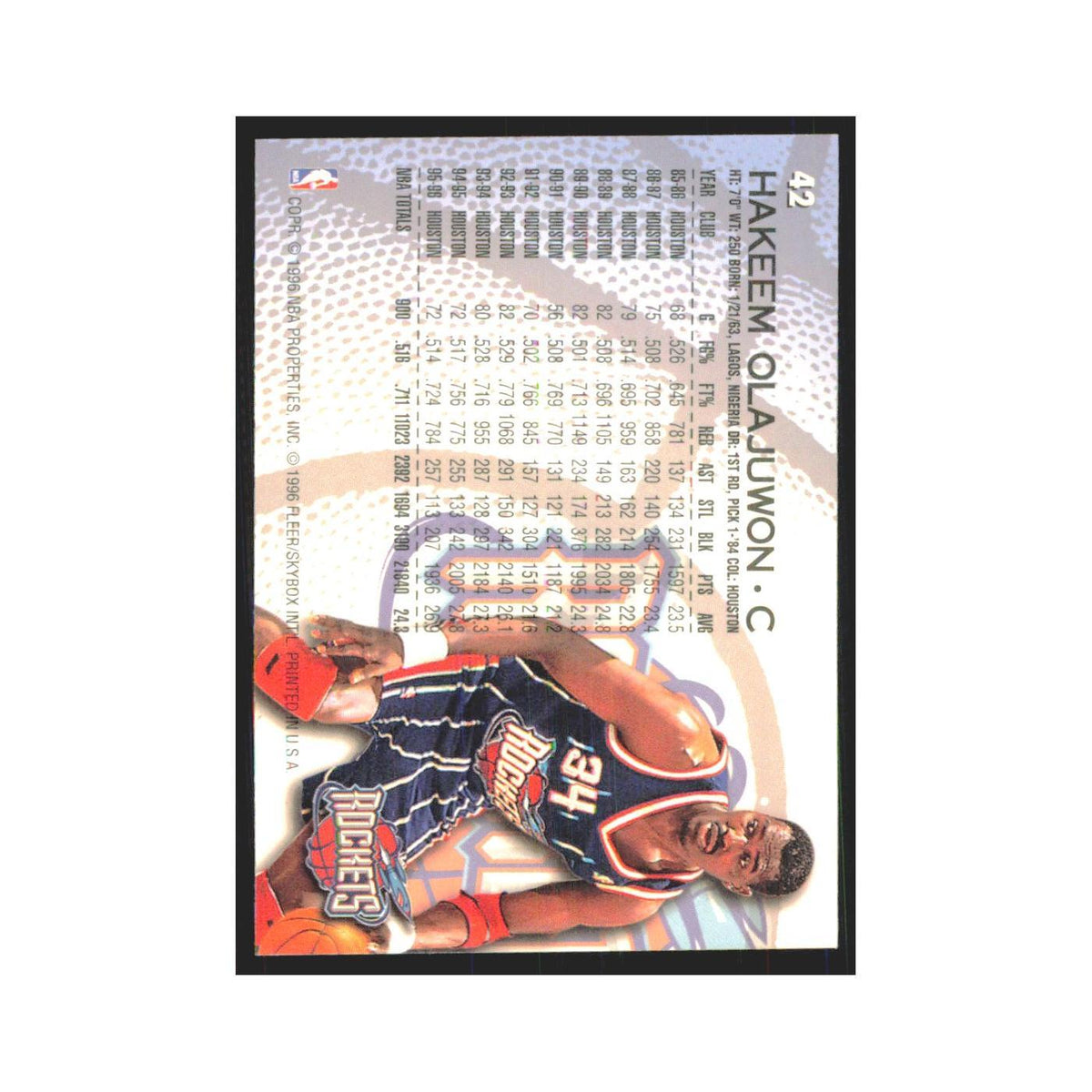 1996 Fleer Hakeem Olajuwon Rockets #42