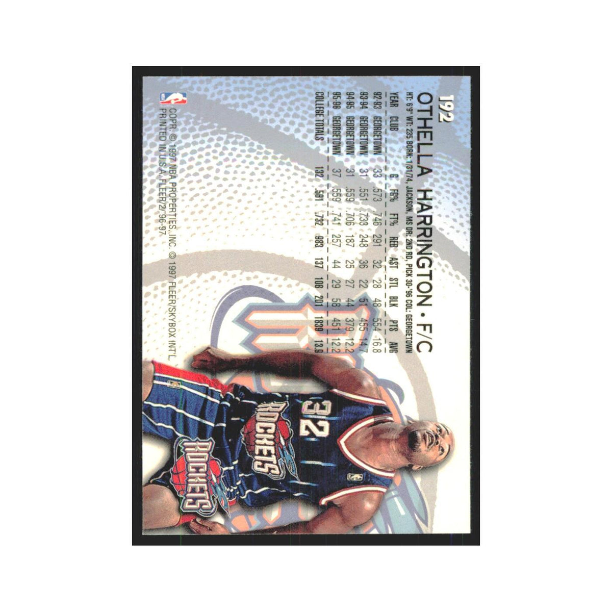 1996 Fleer Othella Harrington RC Rockets #192