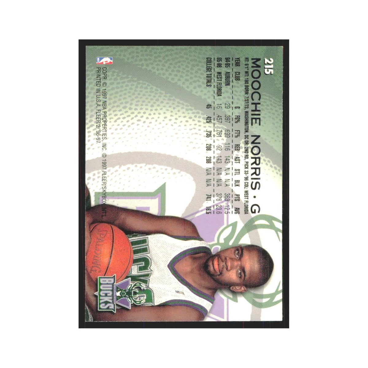 1996 Fleer Moochie Norris RC Bucks #215