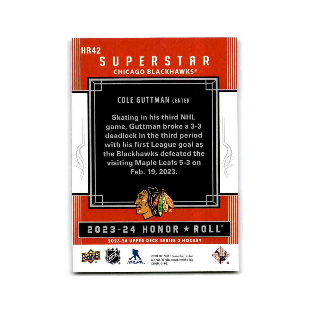 2023 Upper Deck Honor Roll Red Rainbow Cole Guttman Chicago Blackhawks #HR42