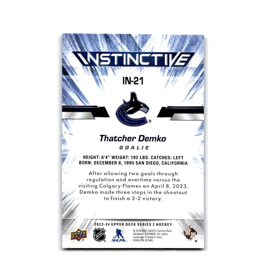 2023 Upper Deck Instinctive Thatcher Demko sparkle Vancouver Canucks #IN-21