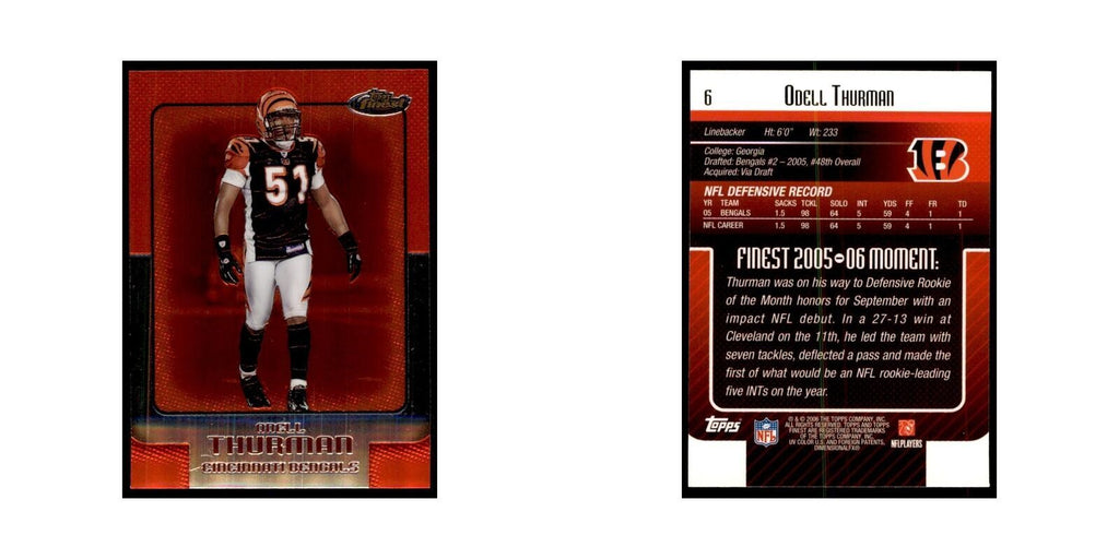 2006 Topps Finest Odell Thurman Football Cards #6