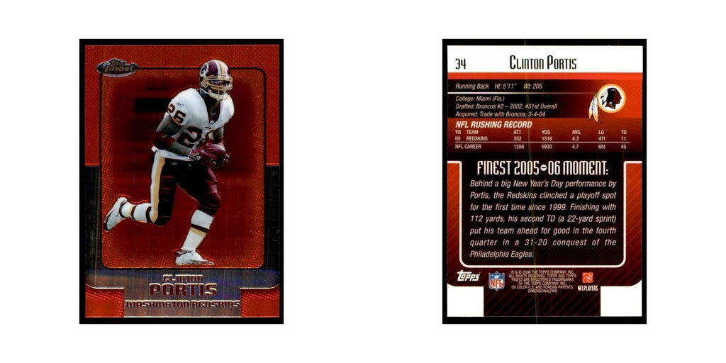 2006 Topps Finest Clinton Portis Football Cards #34