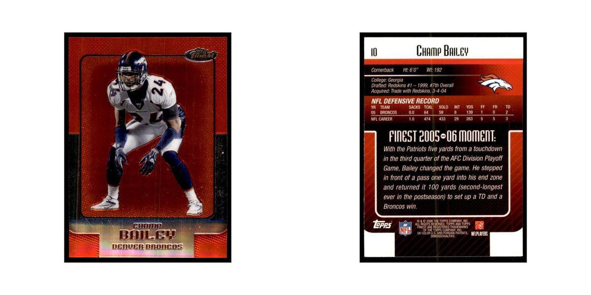 2006 Topps Finest Champ Bailey Football Cards #10
