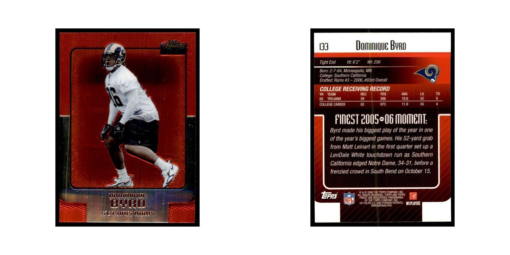 2006 Topps Finest Dominique Byrd Football Cards #133