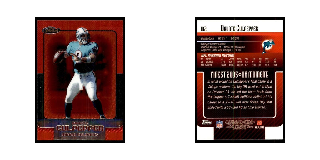 2006 Topps Finest Daunte Culpepper Football Cards #102