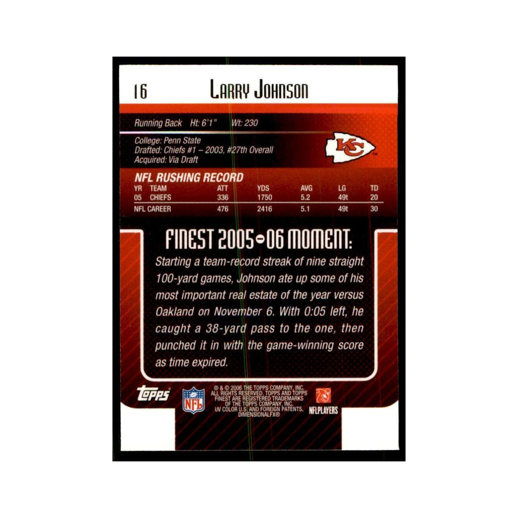 2006 Topps Finest Larry Johnson Football Cards #16