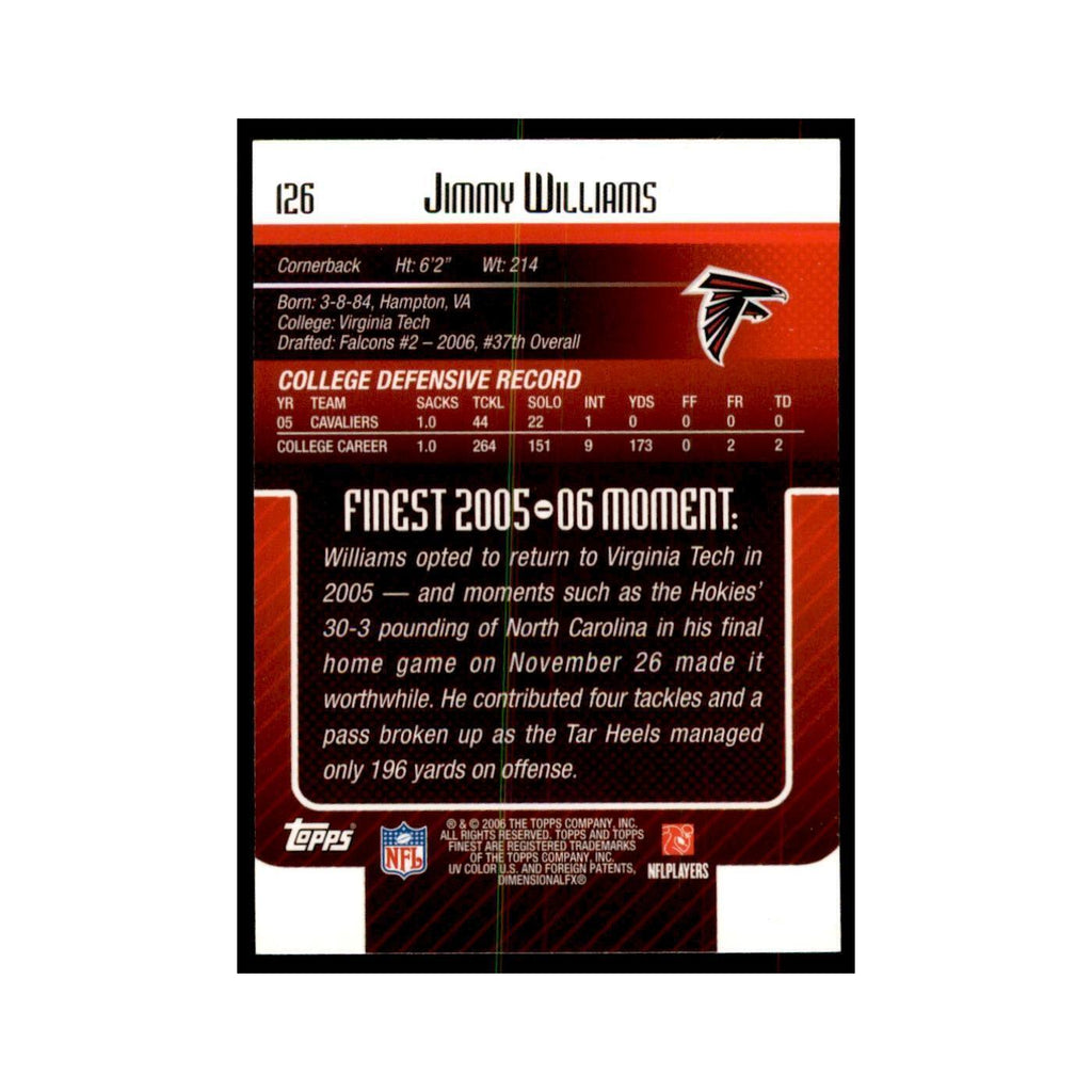 2006 Topps Finest Jimmy Williams Football Cards #126