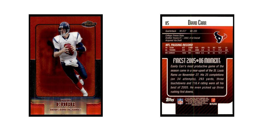 2006 Topps Finest David Carr Football Cards #115
