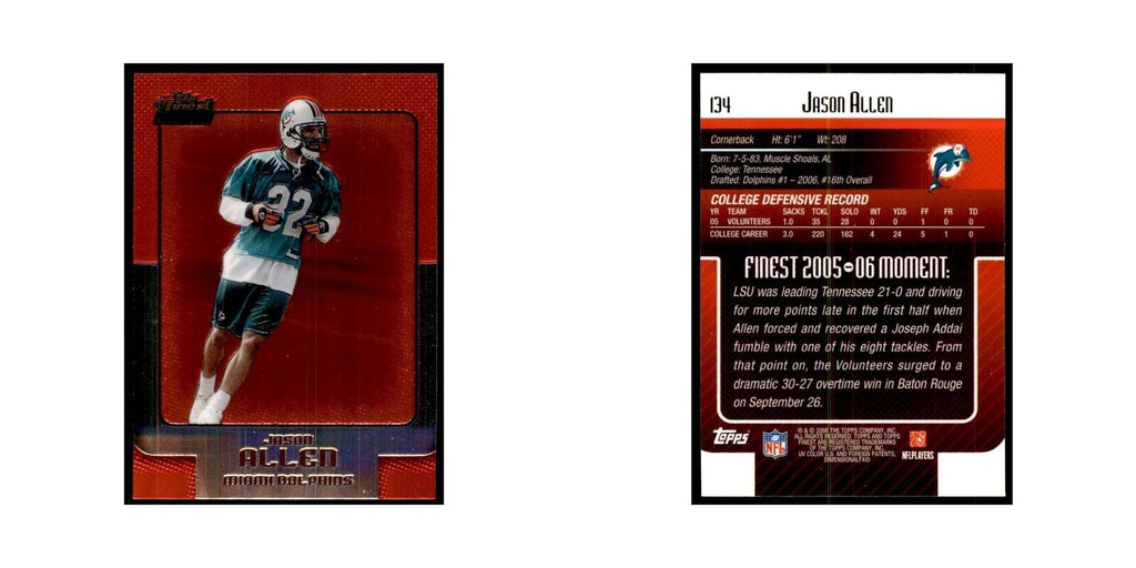 2006 Topps Finest Jason Allen Football Cards #134