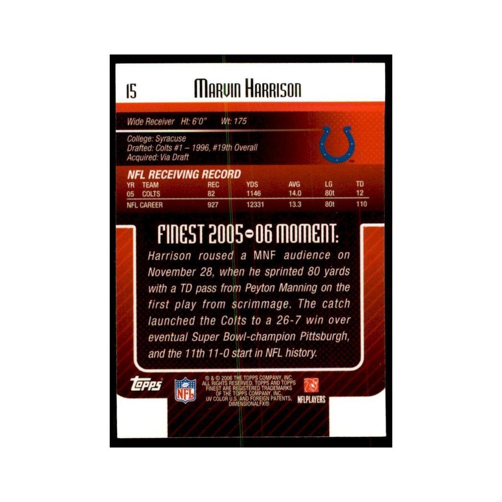 2006 Topps Finest Marvin Harrison Football Cards #15