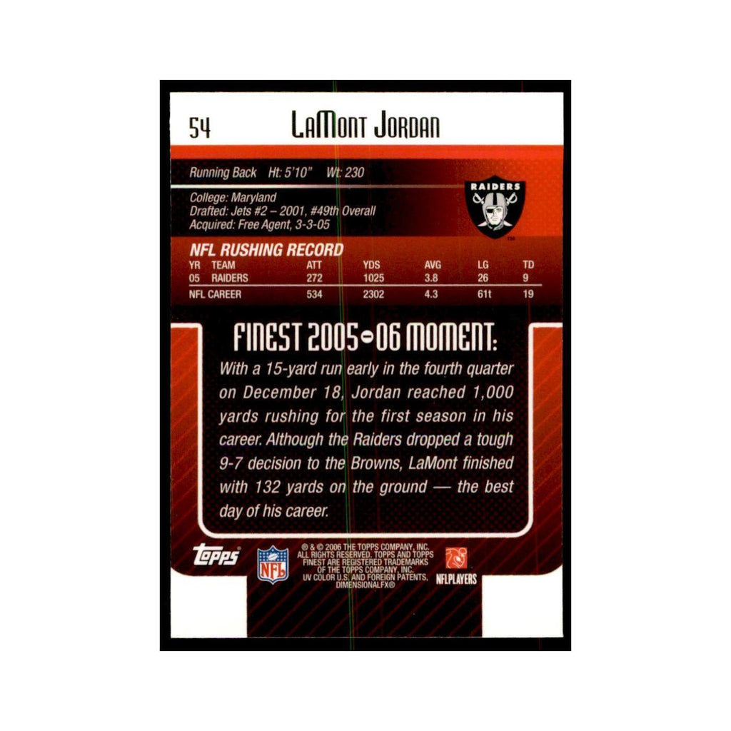 2006 Topps Finest LaMont Jordan Football Cards #54