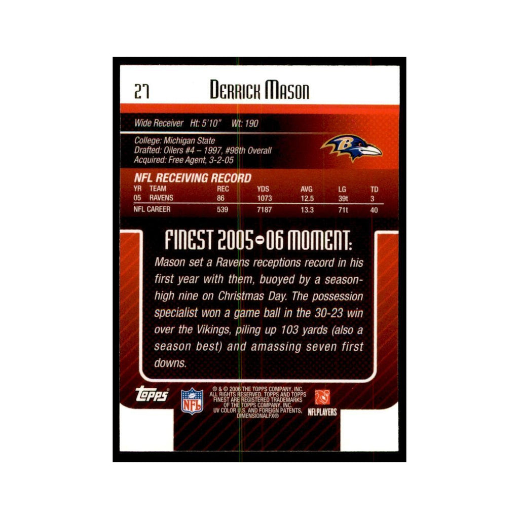 2006 Topps Finest Derrick Mason Football Cards #27