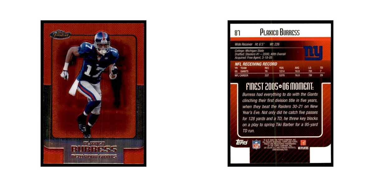2006 Topps Finest Plaxico Burress Football Cards #87