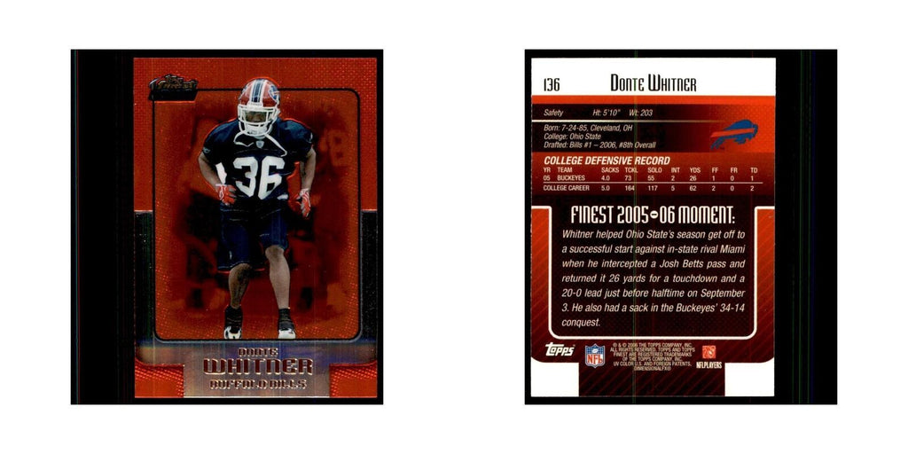 2006 Topps Finest Donte Whitner Football Cards #136