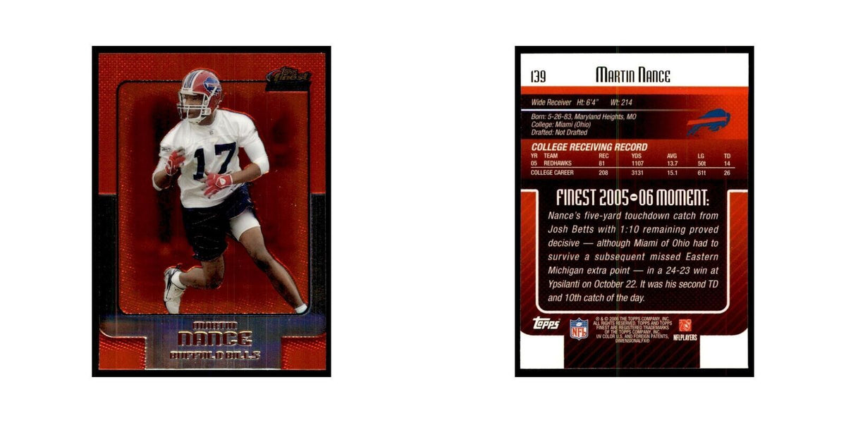 2006 Topps Finest Martin Nance Football Cards #139