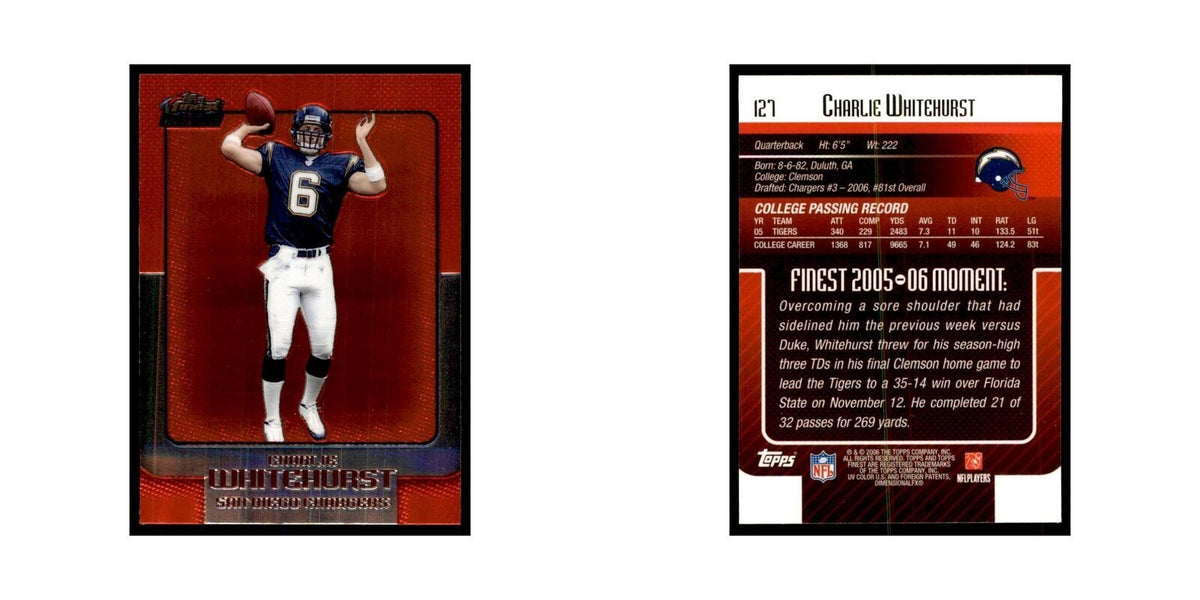 2006 Topps Finest Charlie Whitehurst Football Cards #127