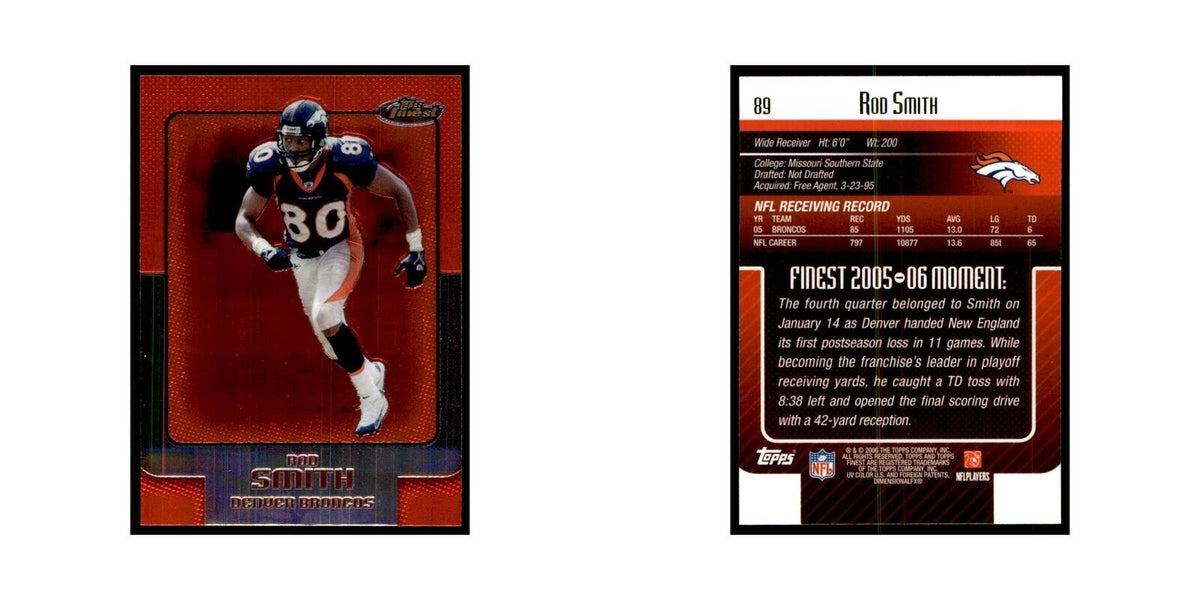 2006 Topps Finest Rod Smith Football Cards #89