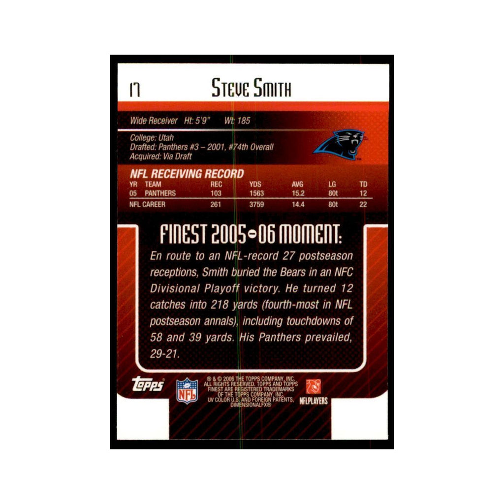2006 Topps Finest Steve Smith Football Cards #17