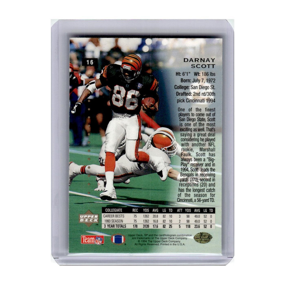 1994 SP Premier Prospects Darnay Scott Bengals #16