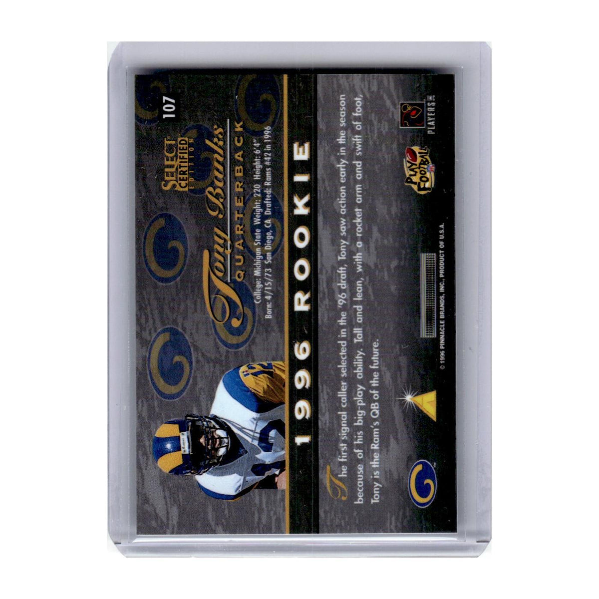 1996 Select Certified Tony Banks RC St. Louis Rams #107