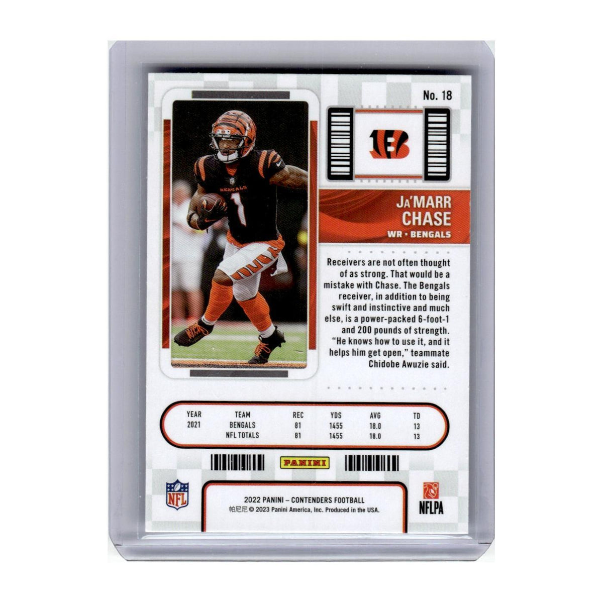 2022 Panni Contenders Ja'Marr Chase Bengals #18