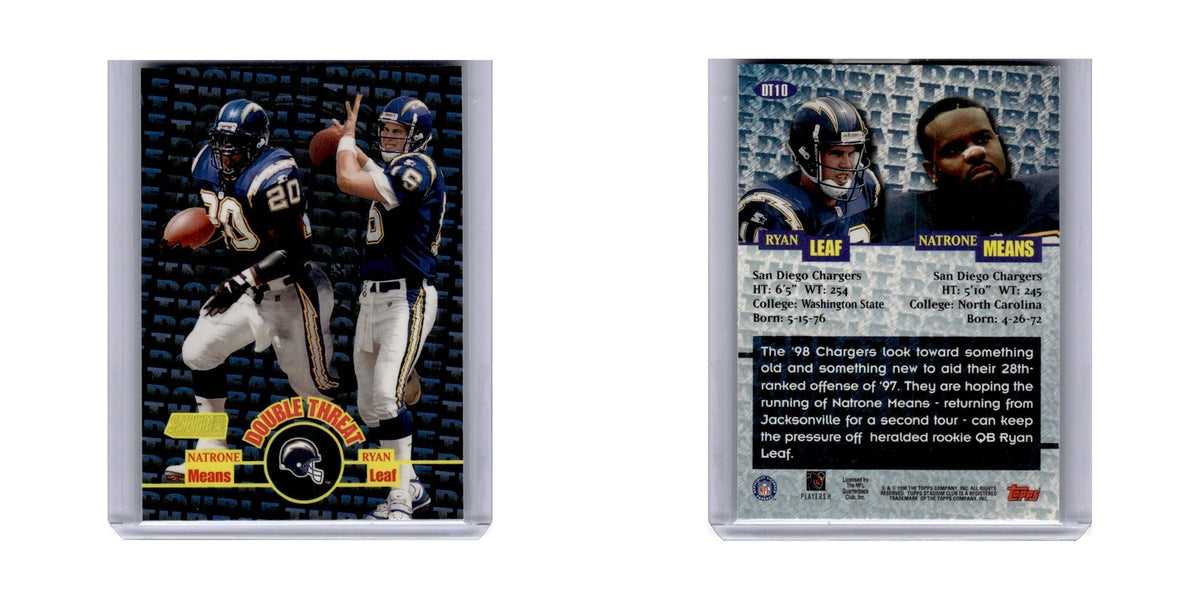 1998 Stadium Club Double Threat Natrone Means/Ryan Leaf San Diego Chargers #DT10